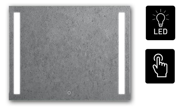 Zrcadlo na zeď chodbu do pokoje ložnice koupelny předsíně LUMINA SENZOR LED - 90 x 70 cm se dvěma LED podsvícenými pruhy a s dotykovým sensorem 900-957