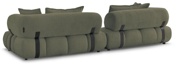 -25 % Dny MOMENTI– Bobochic Paris Zelená bouclé čtyřmístná pohovka Alya 338 cm