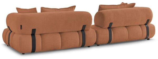 -25 % Dny MOMENTI– Bobochic Paris Terakotově oranžová bouclé čtyřmístná pohovka Alya 338 cm