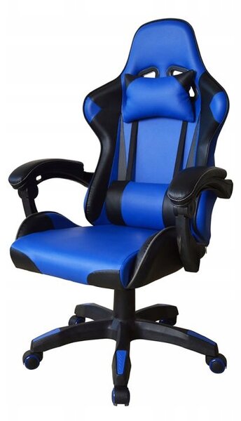 Ergonomická herní židle s polštářky, modrá