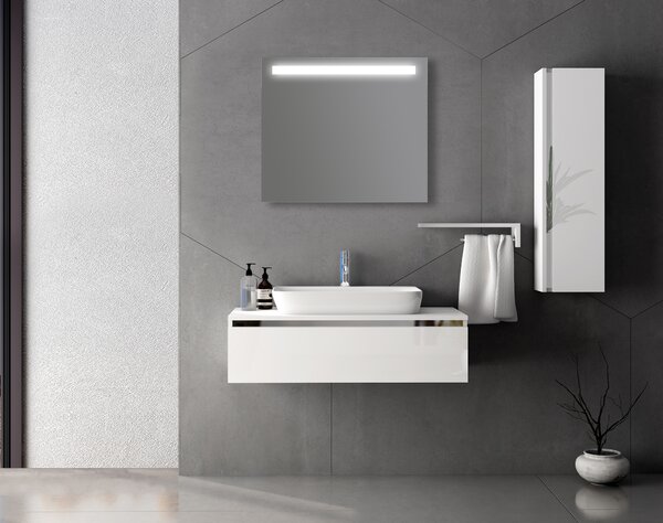 Zrcadlo na zeď chodbu do pokoje ložnice předsíně koupelny LUNA LED - 80 X 70 cm s LED podsvíceným pruhem 902-012