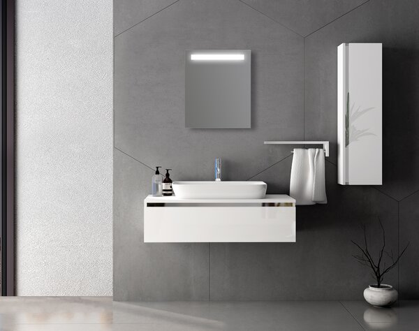 Zrcadlo na zeď chodbu do pokoje ložnice předsíně koupelny LUNA - 50 x 60 cm s LED podsvíceným pruhem 902-043