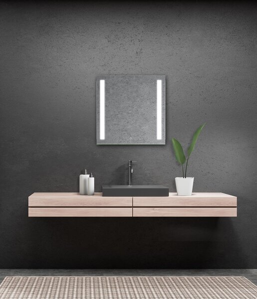 Zrcadlo na zeď chodbu do pokoje ložnice koupelny předsíně LUMINA SENZOR LED - 70 x 70 cm se dvěma LED podsvícenými pruhy a s dotykovým sensorem 901-480