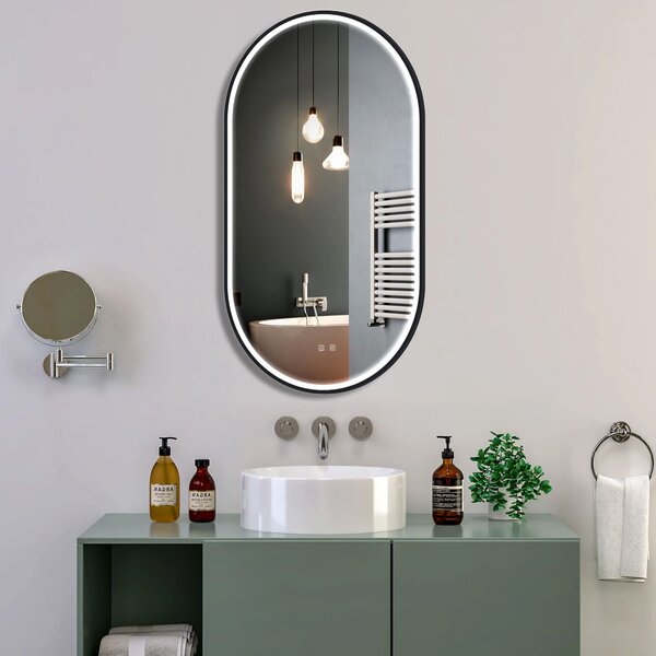 Zrcadlo LED OVL 50x100cm Black