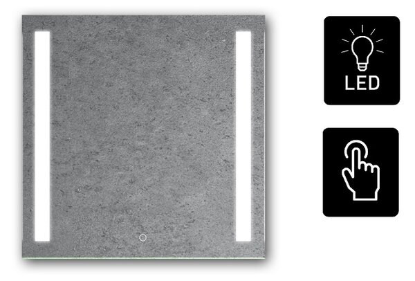 Zrcadlo na zeď chodbu do pokoje ložnice koupelny předsíně LUMINA SENZOR LED - 70 x 70 cm se dvěma LED podsvícenými pruhy a s dotykovým sensorem 901-480
