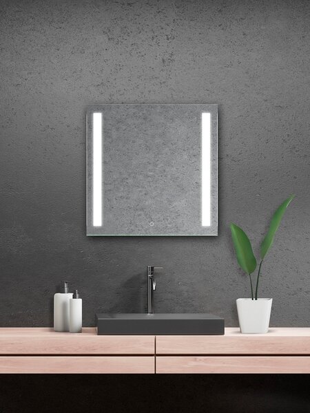 Zrcadlo do koupelny s dvěma LED pruhy - 70 x 70 cm se senzorem - Lumina Senzor LED