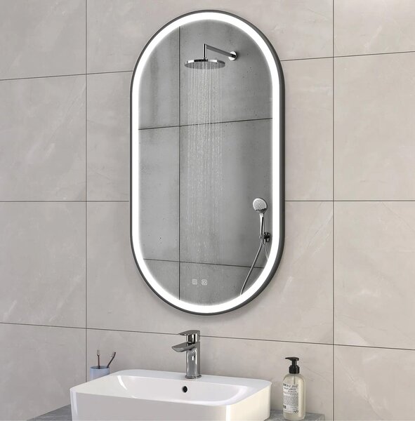 Zrcadlo LED OVL 50x100cm Black