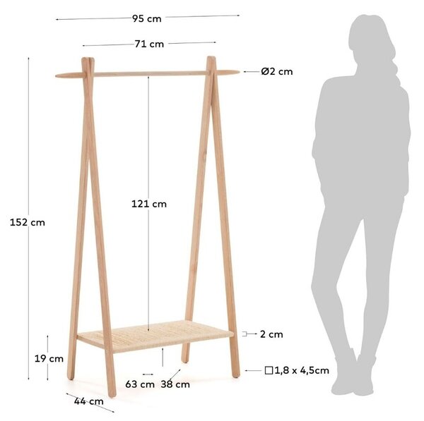 Dubový věšák Kave Home Natane 152 cm