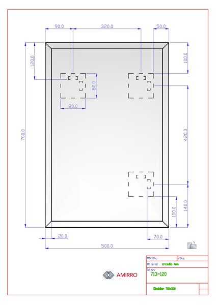 Zrcadlo na zeď dveře chodbu do pokoje ložnice koupelny předsíně nalepovací závěsné OBSIDIAN - 50 x 70 cm s fazetou 20 mm 713-120