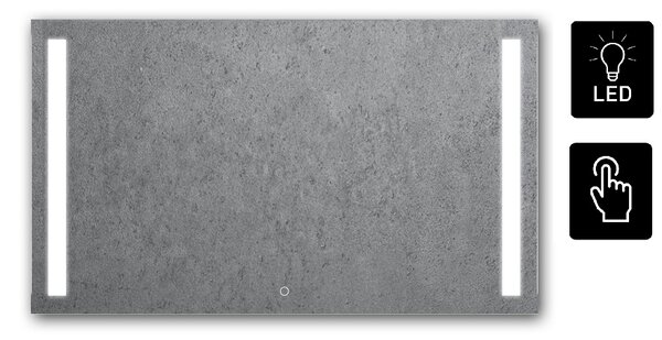 Zrcadlo na zeď chodbu do pokoje ložnice koupelny předsíně LUMINA SENZOR LED - 120 x 70 cm se dvěma LED podsvícenými pruhy a s dotykovým sensorem 901-510