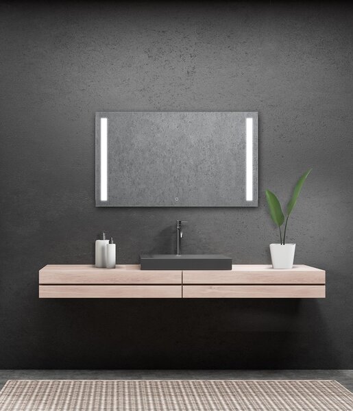 Zrcadlo na zeď chodbu do pokoje ložnice koupelny předsíně LUMINA SENZOR LED - 120 x 70 cm se dvěma LED podsvícenými pruhy a s dotykovým sensorem 901-510