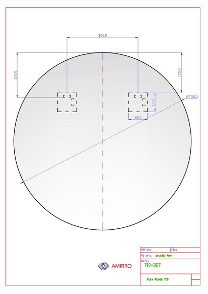 PURE RONDE kulaté zrcadlo na chodbu do předsíně nástěnné Ø 75 cm s leštěnou hranou do koupelny na zeď 710-327