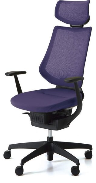 Kokuyo Japonská aktivní židle - Kokuyo ING GLIDER 360° - černá kostra s podhlavníkem - fialová