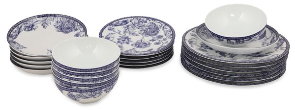 Hermia Porcelánová sada 24 ks talířů Folclore bílá/modrá