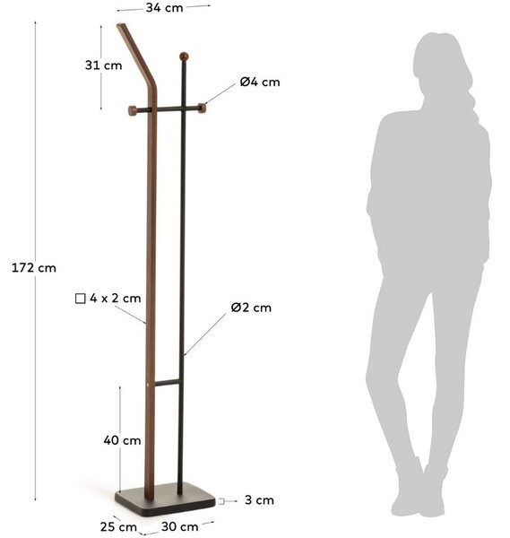 Černý kovový stojací věšák Kave Home Magali 172 cm