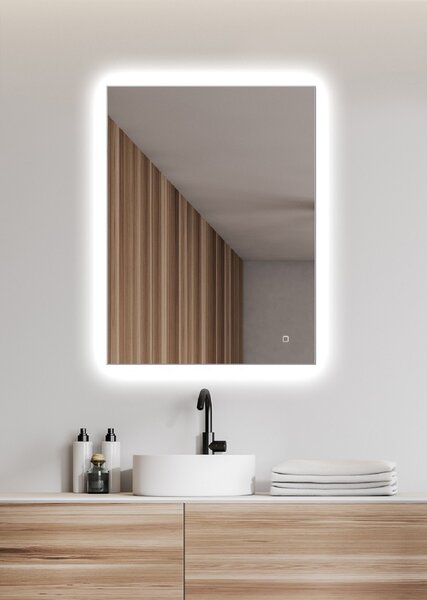 Zrcadlo do koupelny s LED osvětlením - 60 x 80 cm se senzorem - Ambiente