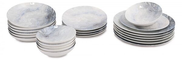 Hermia Porcelánová sada 24 ks talířů Pearl bílá/šedá