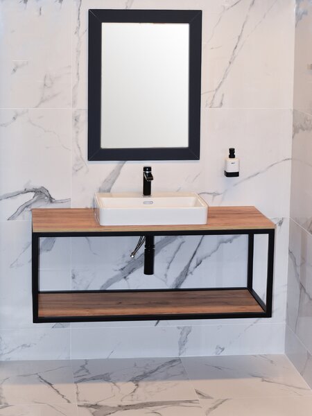 Zrcadlo na zeď do pokoje ložnice dekorativní UNO ANTRACIT 60 x 80 cm s lištami matelac v odstínu černá antracit se strmou fazetou 411-125