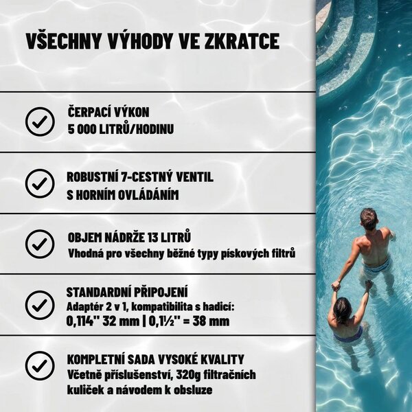 Písková filtrace k bazénu AQUA s filtračními kuličkami, 5 000 l/h, modrá Monzana