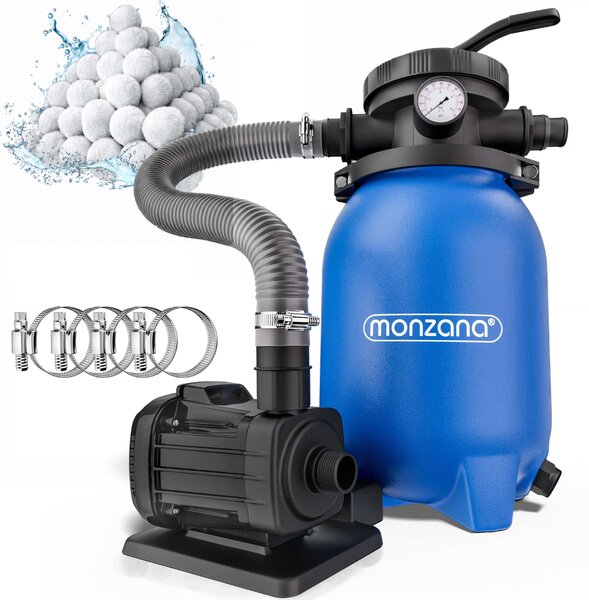 Písková filtrace k bazénu AQUA s filtračními kuličkami, 5 000 l/h, modrá Monzana