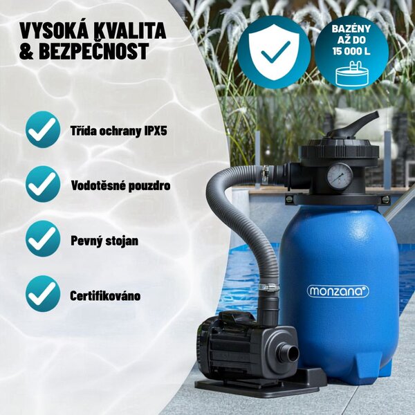 Písková filtrace k bazénu AQUA s filtračními kuličkami, 5 000 l/h, modrá Monzana
