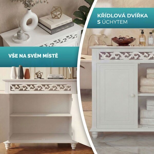 Komoda JERSEY, 76 x 65 x 35 cm, bílá Casaria