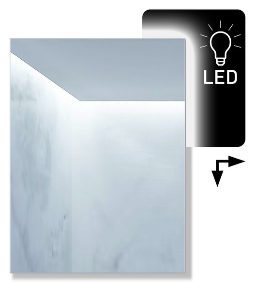 Zrcadlo do koupelny na zeď do pokoje do ložnice do předsíně na chodbu bez vypínače AMBIENTE 60 x 80 cm s LED podsvícením po celém obvodu 410-821