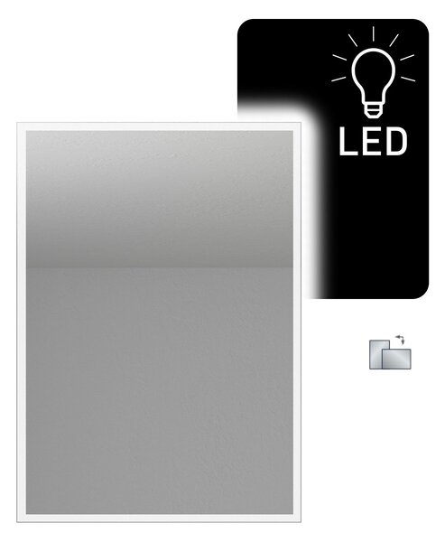 Zrcadlo na zeď chodbu do pokoje ložnice koupelny předsíně MOONLIGHT 50 x 70 cm s LED podsvíceným okrajem po celém obvodu 410-982