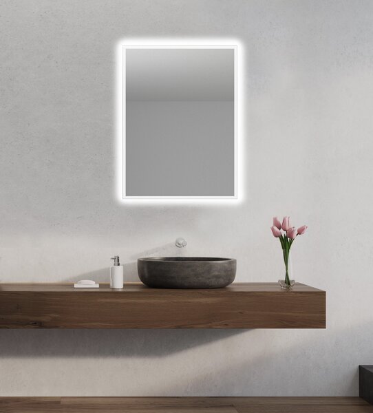Zrcadlo na zeď chodbu do pokoje ložnice koupelny předsíně MOONLIGHT 60 x 80 cm s LED podsvíceným okrajem po celém obvodu 410-999