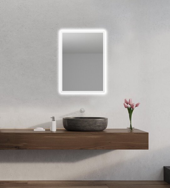 Zrcadlo na zeď chodbu do pokoje ložnice koupelny předsíně MOONLIGHT 50 x 70 cm s LED podsvíceným okrajem po celém obvodu 410-982
