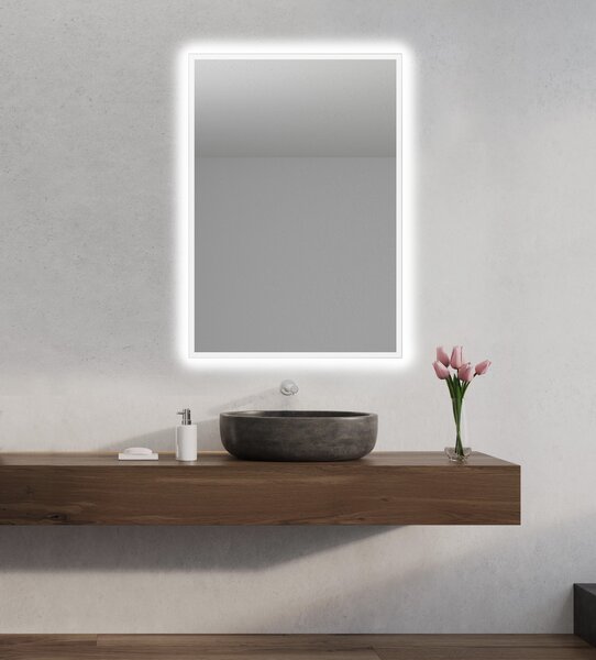 Zrcadlo na zeď chodbu do pokoje ložnice koupelny předsíně MOONLIGHT 100 x 70 cm s LED podsvíceným okrajem po celém obvodu 411-002
