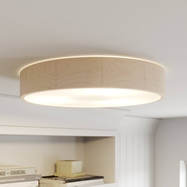 Envostar Kerio stropní světlo, Ø 47 cm, bílé, stmívatelný, Bílá / opál, Obývací pokoj / jídelna, Dřevo, Moderní