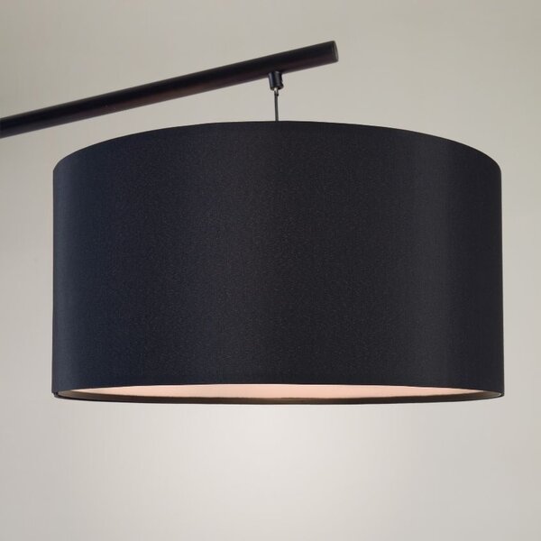 Černá kovová stojací lampa s bavlněným stínidlem Kave Home Ciana 221,5 cm