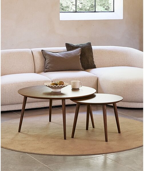 Kulaté konferenční stolky v dekoru dubu v přírodní barvě v sadě 2 ks ø 88 cm Adda – Unique Furniture