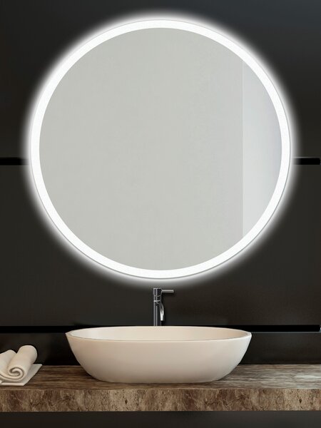 Kulaté zrcadlo do koupelny s LED osvětlením - ⌀ 100 cm - Moonlight Ronde