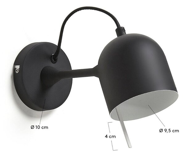 Černé kovové nástěnné svítidlo Kave Home Lucilla