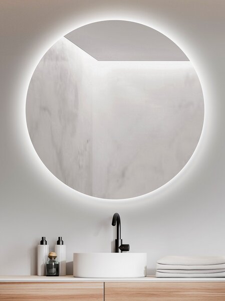 Kulaté zrcadlo do koupelny s LED osvětlením - ⌀ 100 cm - Ambiente Ronde