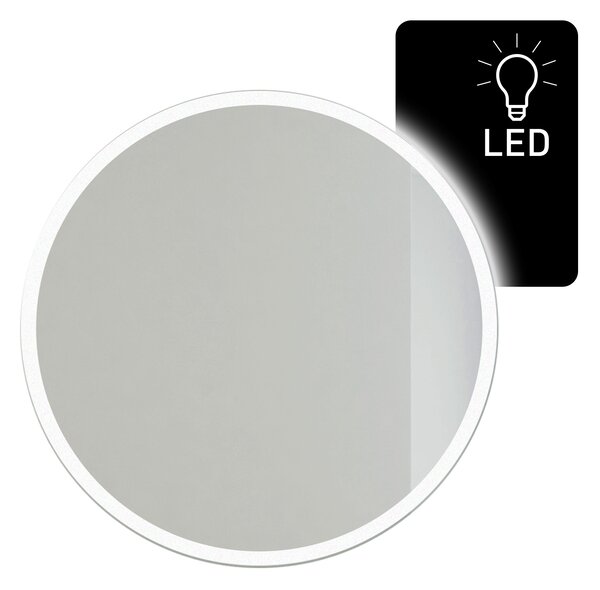 Zrcadlo na zeď chodbu do pokoje ložnice koupelny předsíně kulaté MOONLIGHT kruh průměr 80 cm s LED podsvíceným okrajem po celém obvodu 411-064