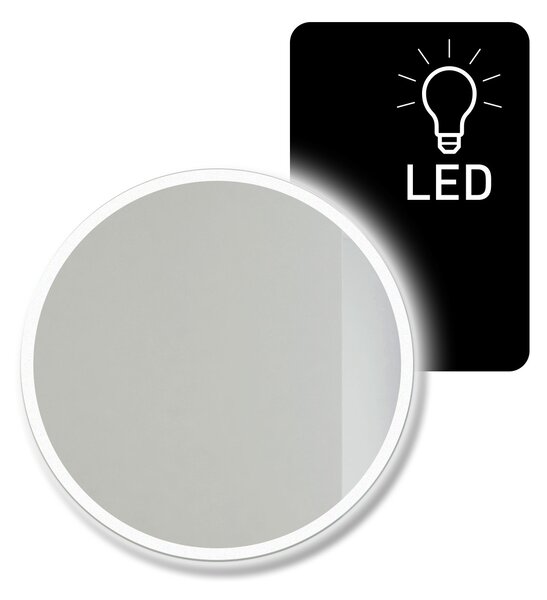 Zrcadlo na zeď chodbu do pokoje ložnice koupelny předsíně kulaté kruh MOONLIGHT průměr 50 cm s LED podsvíceným okrajem po celém obvodu 411-224