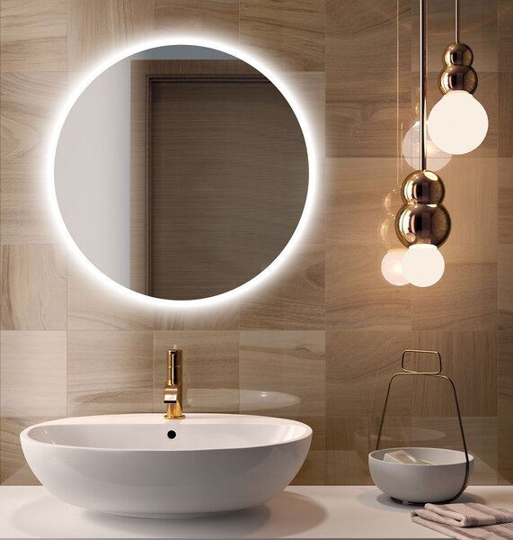 Kulaté zrcadlo do koupelny s LED osvětlením - ⌀ 50 cm - Ambiente Ronde