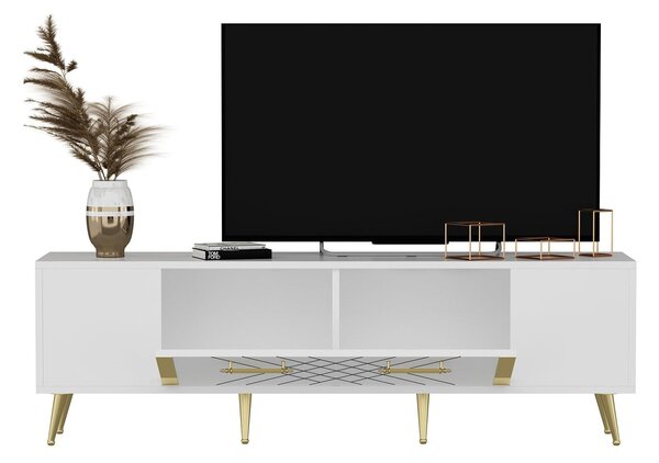 TV stolek/skříňka Depeche (bílá + zlatá). Akce -25%