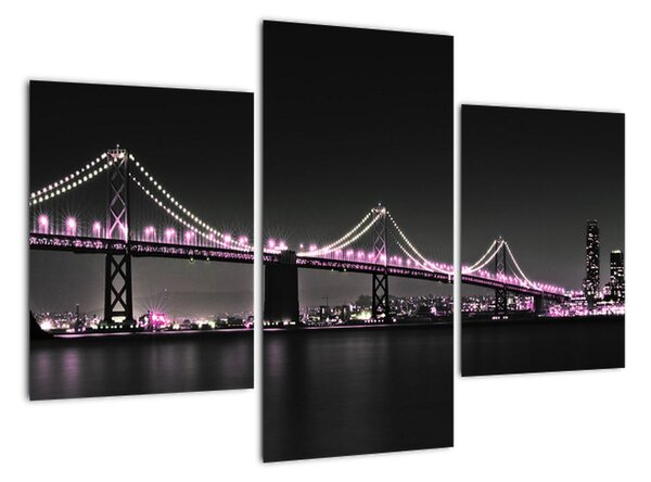 Noční osvětlený most - obraz (90x60cm)