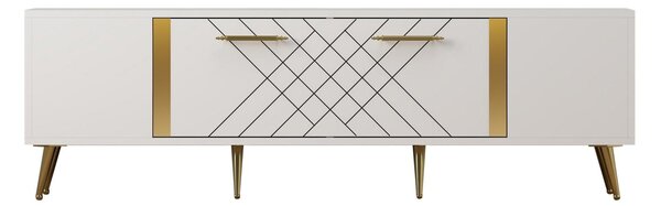 TV stolek/skříňka Depeche (bílá + zlatá). Akce -25%