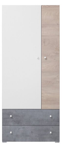 Šatní skříň SIGMA SI3 Beton + bílá lux + dub