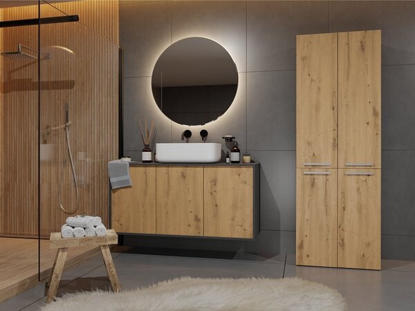 TP Living Koupelnová skříňka s košem na prádlo NEL ART I antracit/dub artisan