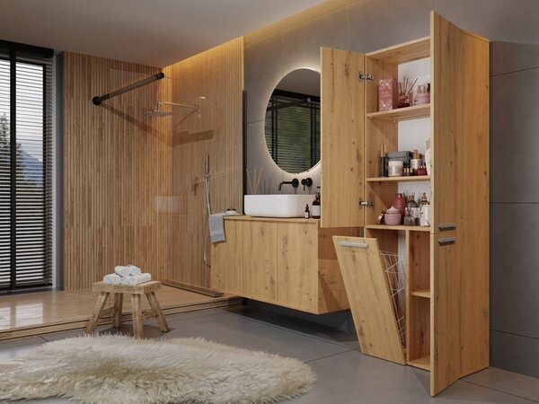 TP Living Koupelnová skříňka s košem na prádlo NEL ART I dub artisan