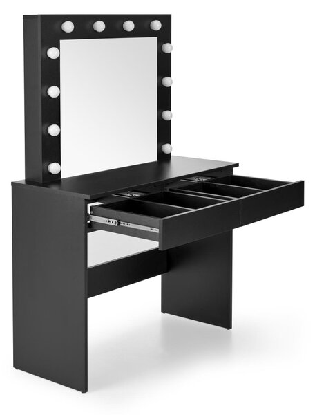 HALMAR Toaletní stolek HOLLYWOOD s LED osvětlením 94 cm černý