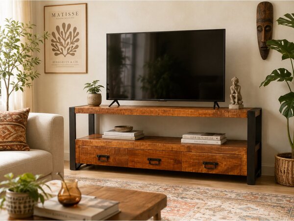 TV stolek Retro 150x60x45 z indického masivu mango