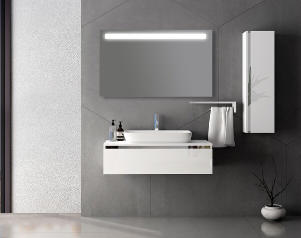 Zrcadlo na zeď chodbu do pokoje ložnice předsíně koupelny LUNA - 120 x 70 cm s LED podsvíceným pruhem 411-194