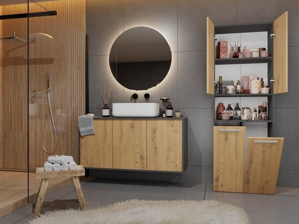 TP Living Koupelnová skříňka se 2 koši na prádlo NEL ART II dub artisan/antracit